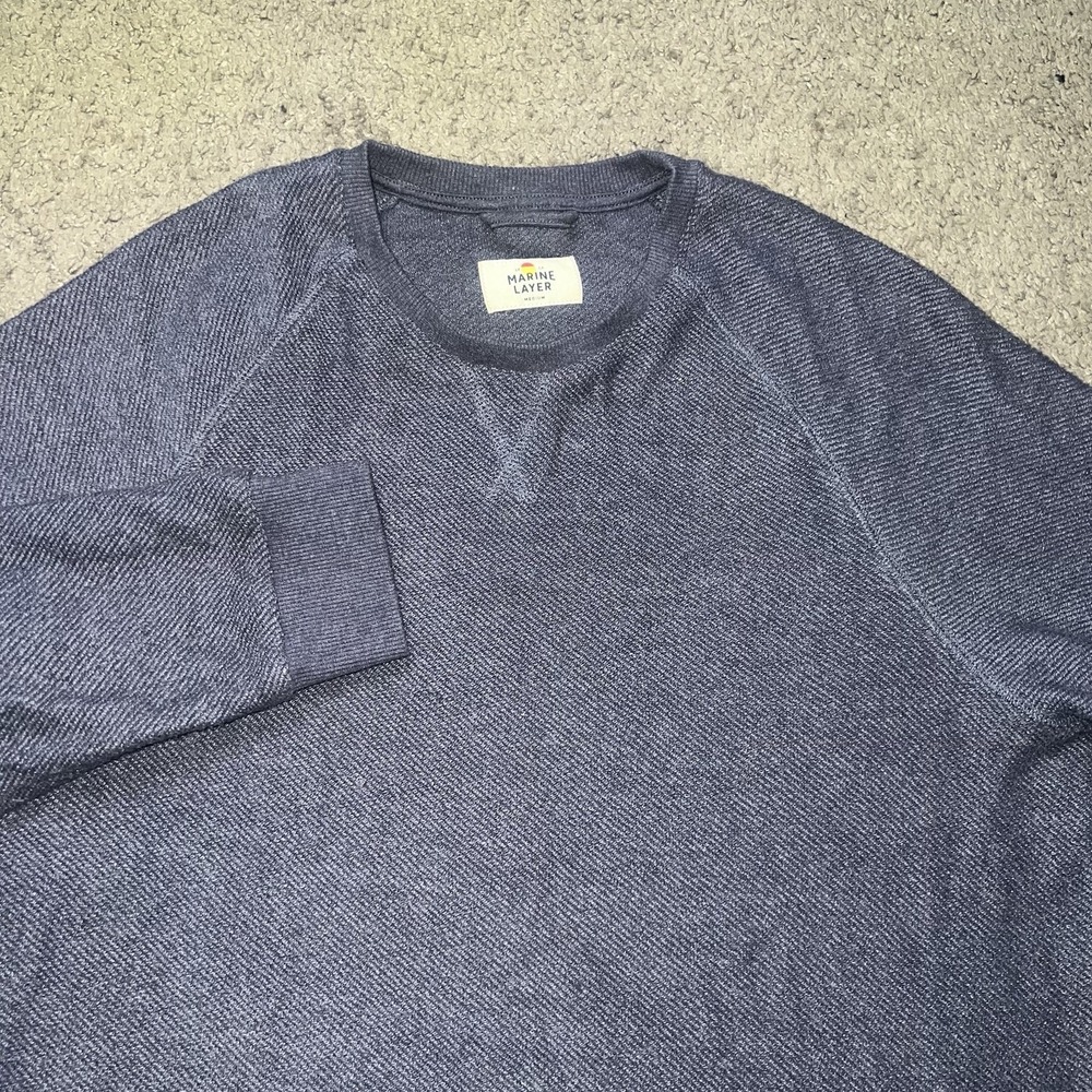 Marine Layer Sweatshirt Mens Medium Gray Textured Fleece Crewneck Pullover